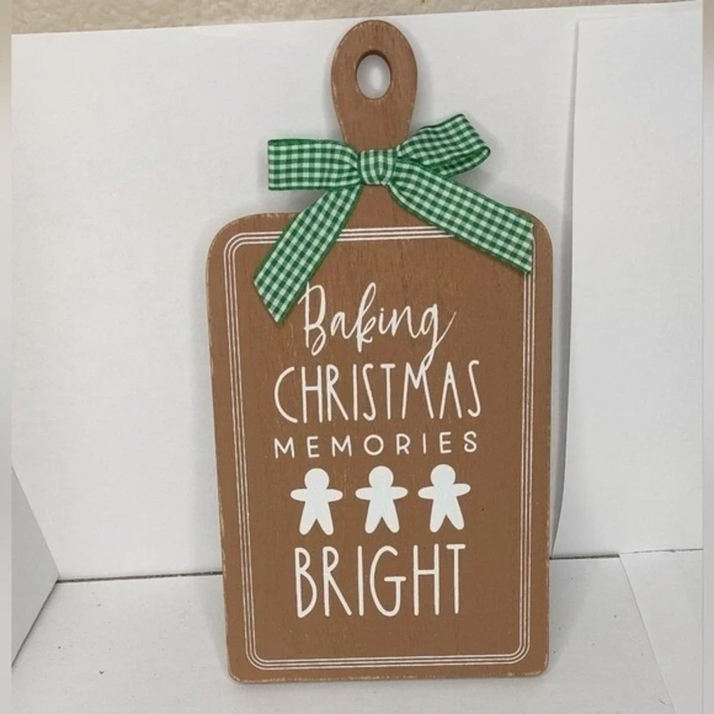 Baking Christmas Memories Bright Wood Cutting Board Christmas‎ Gingerbread Decor